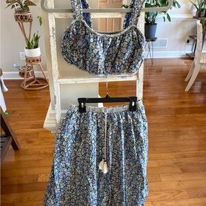 American Eagle Outfitters Blue Floral Skirt Set